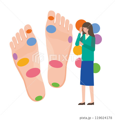 足つぼと体調不良の女性 足つぼと体調不良の女性 119024178