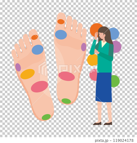 Foot reflexology and unwell woman 119024178