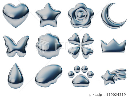 メタリックな3Dのシルバーアイコンセット1 メタリックな3Dのシルバーアイコンセット1 119024319