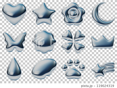 メタリックな3Dのシルバーアイコンセット1 メタリックな3Dのシルバーアイコンセット1 119024319