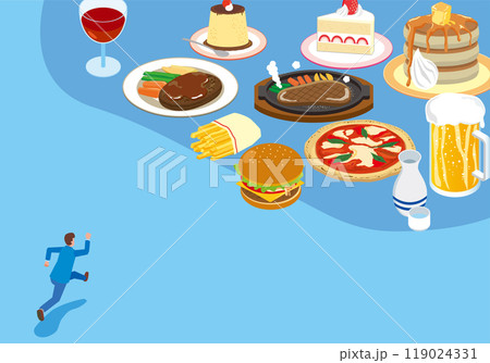 好き放題に食事をする男性 119024331