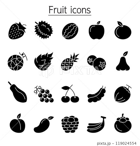 Fruit icon set in glyph style Fruit icon set in glyph style 119024554