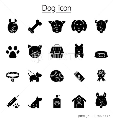 Dog icon set in glyph style 119024557
