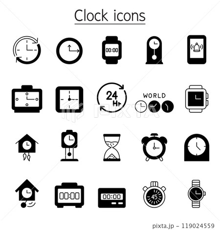 Clock, watch, stopwatch icon set Clock, watch, stopwatch icon set 119024559