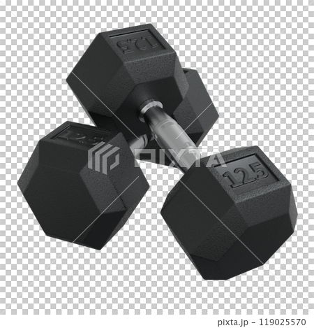 Two Hex Dumbbells with number 12.5, weightlifting gym equipment 119025570