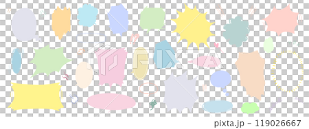 日本の漫画に描かれているような、手書きの吹き出しイラストのセット 日本の漫画に描かれているような、手書きの吹き出しイラストのセット 119026667