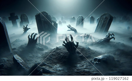 Rotting Undead halloween Hands Emerging from...のイラスト素材 [119027162] - PIXTA