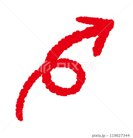 手書き赤い矢印 アロー 上昇するアップする 手書き赤い矢印 アロー 上昇するアップする 119027344