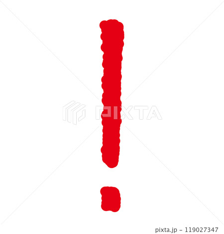 手書き赤いビックリマーク、感嘆符、警告、注意、注目 119027347