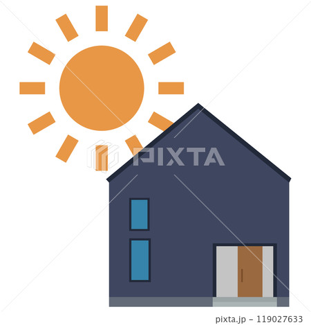 ソーラーパネルを使った太陽光発電システムのイラスト ソーラーパネルを使った太陽光発電システムのイラスト 119027633