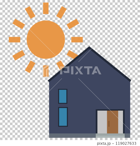 ソーラーパネルを使った太陽光発電システムのイラスト ソーラーパネルを使った太陽光発電システムのイラスト 119027633