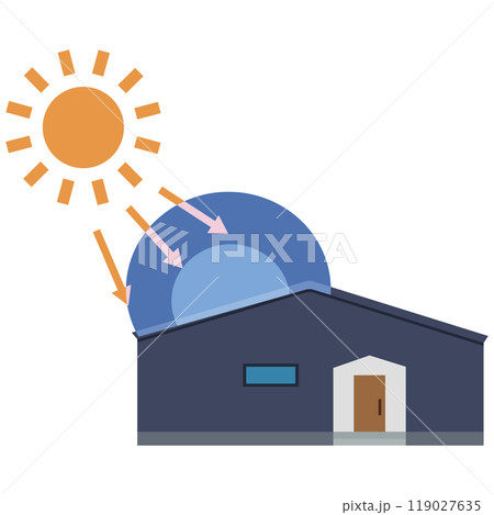 ソーラーパネルを使った太陽光発電システムのイラスト 119027635