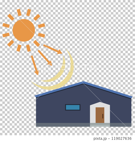 ソーラーパネルを使った太陽光発電システムのイラスト ソーラーパネルを使った太陽光発電システムのイラスト 119027636