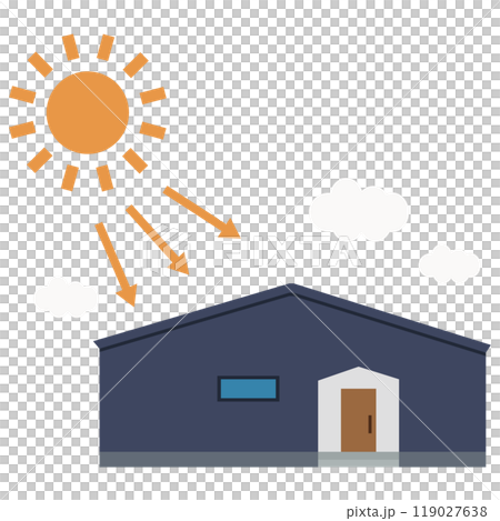 使用太陽能板的太陽能發電系統圖示 使用太陽能板的太陽能發電系統圖示 119027638