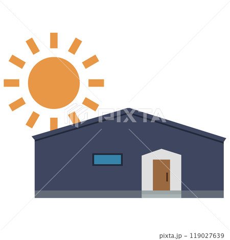 ソーラーパネルを使った太陽光発電システムのイラスト ソーラーパネルを使った太陽光発電システムのイラスト 119027639