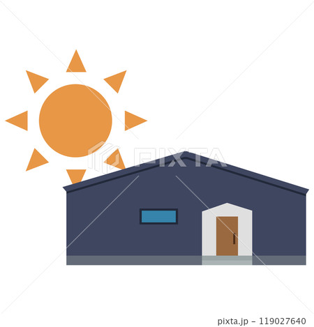 ソーラーパネルを使った太陽光発電システムのイラスト ソーラーパネルを使った太陽光発電システムのイラスト 119027640