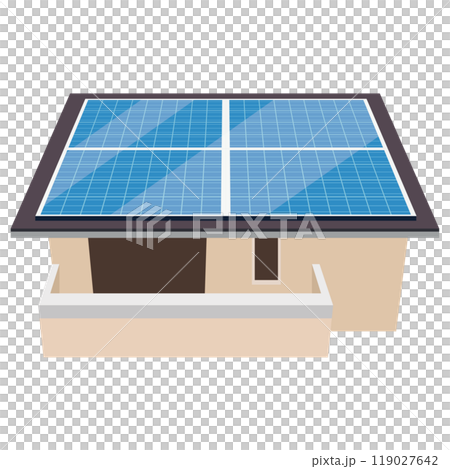 ソーラーパネルを使った太陽光発電システムのイラスト 119027642