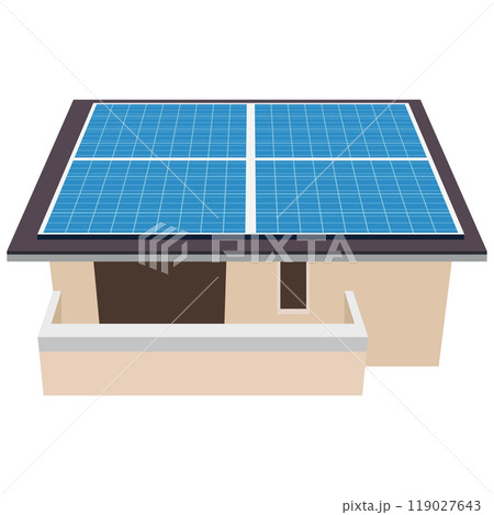 ソーラーパネルを使った太陽光発電システムのイラスト 119027643