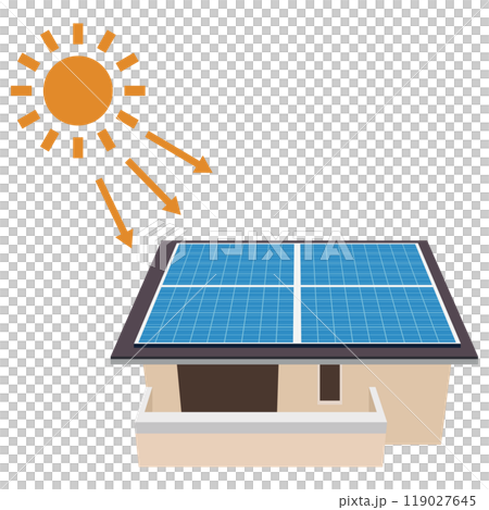 使用太陽能板的太陽能發電系統圖示 119027645