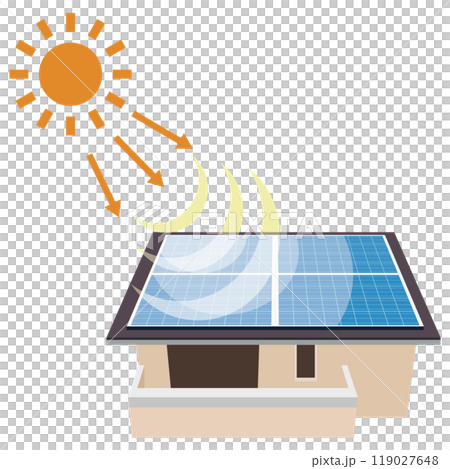 ソーラーパネルを使った太陽光発電システムのイラスト ソーラーパネルを使った太陽光発電システムのイラスト 119027648