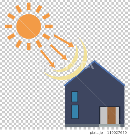 ソーラーパネルを使った太陽光発電システムのイラスト ソーラーパネルを使った太陽光発電システムのイラスト 119027650