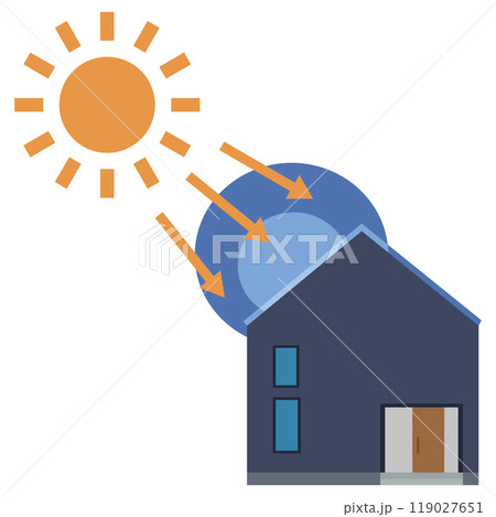 ソーラーパネルを使った太陽光発電システムのイラスト 119027651