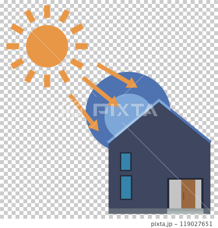 ソーラーパネルを使った太陽光発電システムのイラスト 119027651