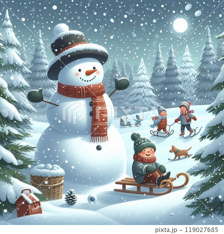 雪の中でソリに乗ったサンタクロース 雪の中でソリに乗ったサンタクロース 119027685