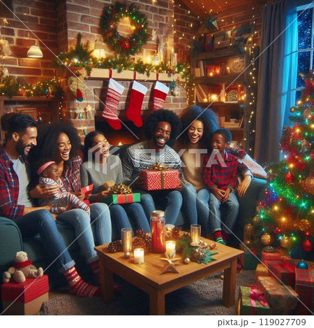 クリスマスを楽しむ家族 119027709