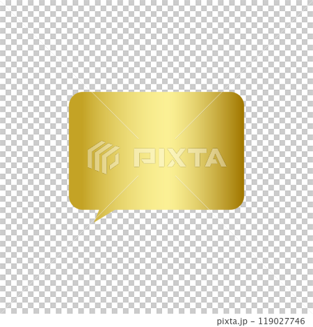 Simple gold rectangular speech bubble_no main line_left facing single item Simple gold rectangular speech bubble_no main line_left facing single item 119027746