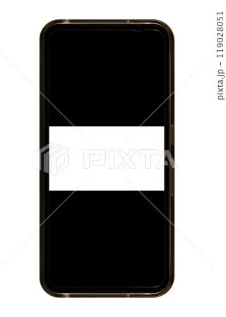 正面から見た透明カバー付きのスマートフォン（背景白色、本体画面白抜きエリア縦横比   9：16） 119028051