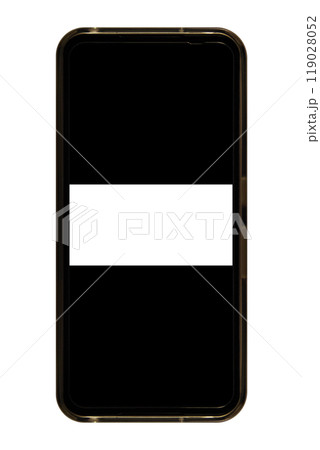 正面から見た透明カバー付きのスマートフォン(背景白色、本体画面白抜きエリア縦横比 1: 2) 正面から見た透明カバー付きのスマートフォン(背景白色、本体画面白抜きエリア縦横比 1: 2) 119028052