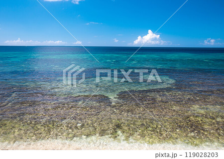 沖縄県北谷町砂辺海岸の風景 119028203
