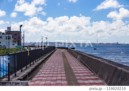 沖縄県北谷町砂辺海岸の風景 沖縄県北谷町砂辺海岸の風景 119028210
