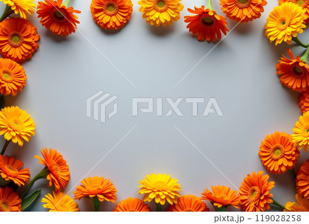 Orange Gerberas on a Gray Background 119028258