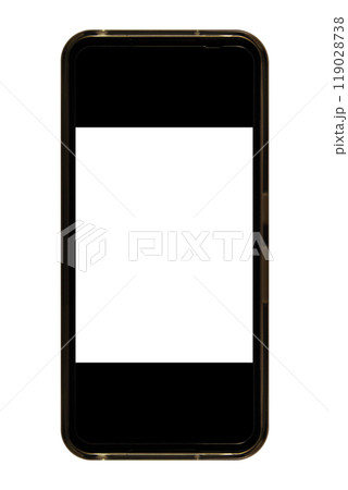正面から見たスマホ（背景透明、本体画面透過エリア縦横比   4：  3 ⇒ 詳細はコメント欄） 119028738
