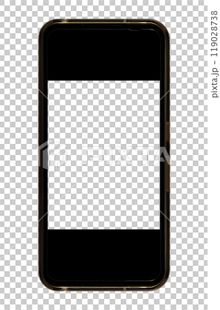正面から見たスマホ（背景透明、本体画面透過エリア縦横比   4：  3 ⇒ 詳細はコメント欄） 119028738
