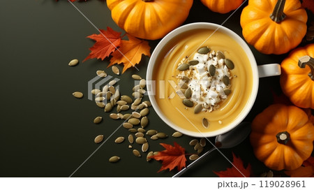 Pumpkin cream soup organic breakfast 119028961