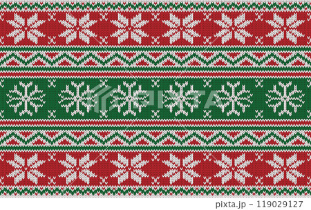 Knitted pattern seamless fabric snowflakes winter. traditional knitted pattern vector winter style. Designed for background ,wallpaper ,carpet ,clothing ,knitted pattern ,fabric ,embroidery ,textile 119029127