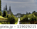 Entrance to Frederiksborg Gardens at Hillerod Villa. Copenhagen Denmark. 119029215