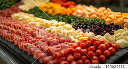 Variety of Appetizers including Antipasti, Charcuterie, Cheese, Tomato 119029318