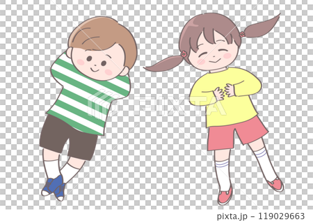 Illustration of a boy and girl lying down 119029663