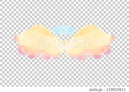 Angel wings yellow handwritten decoration 119029911