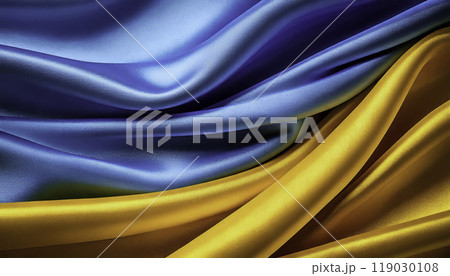 Ukrainian flag waving satin fabric background Ukrainian flag waving satin fabric background 119030108