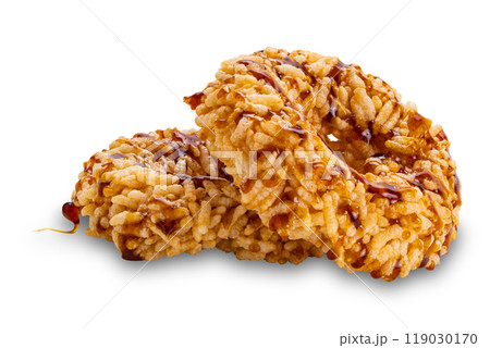 Crispy homemade cane sugar rice crackers. Crispy homemade cane sugar rice crackers. 119030170