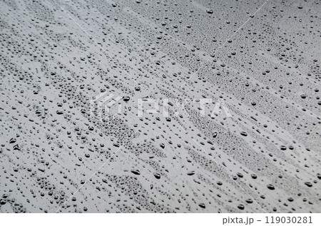 Surface view of water droplets on dark cover background. Water or rain droplets and wallpaper design concept 119030281