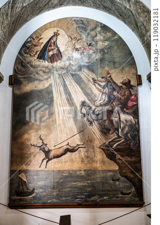 Nazare, Portugal - Mar 08, 2024: Interior of the famous Santuario de Nossa Senhora da Nazare in Portugal 119032181