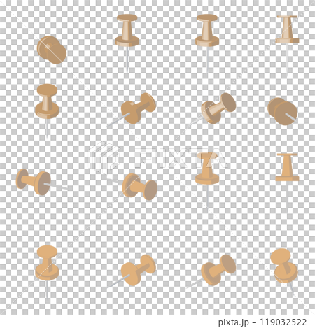 押しピン16種類（茶） 119032522