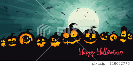 halloween pumpkin monsters at midnight full moon halloween pumpkin monsters at midnight full moon 119032776