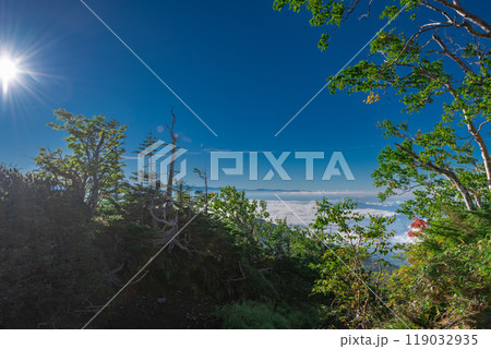 御嶽山八合目から広がった雲海を望む 119032935